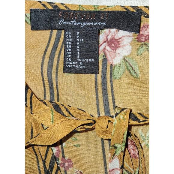 Forever 21 Mustard Floral Peplum Top – Size Small - Picture 3 of 4